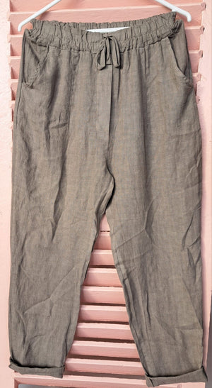 DAMIANA LINEN PULL UP PANTS