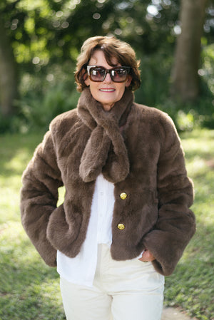 FAUX FUR JKT TURN UP CUFF