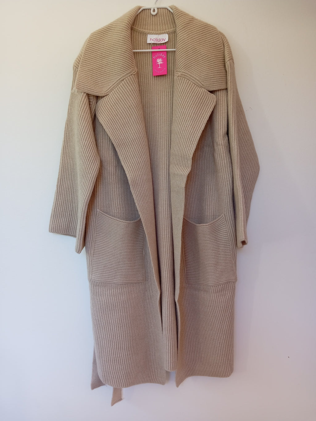 RIBBED KNIT POCKET COAT