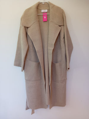 RIBBED KNIT POCKET COAT