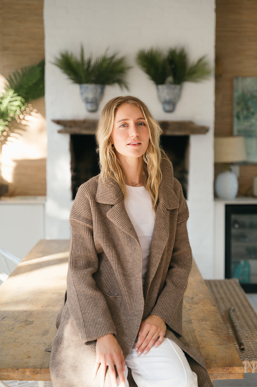 RIBBED KNIT POCKET COAT