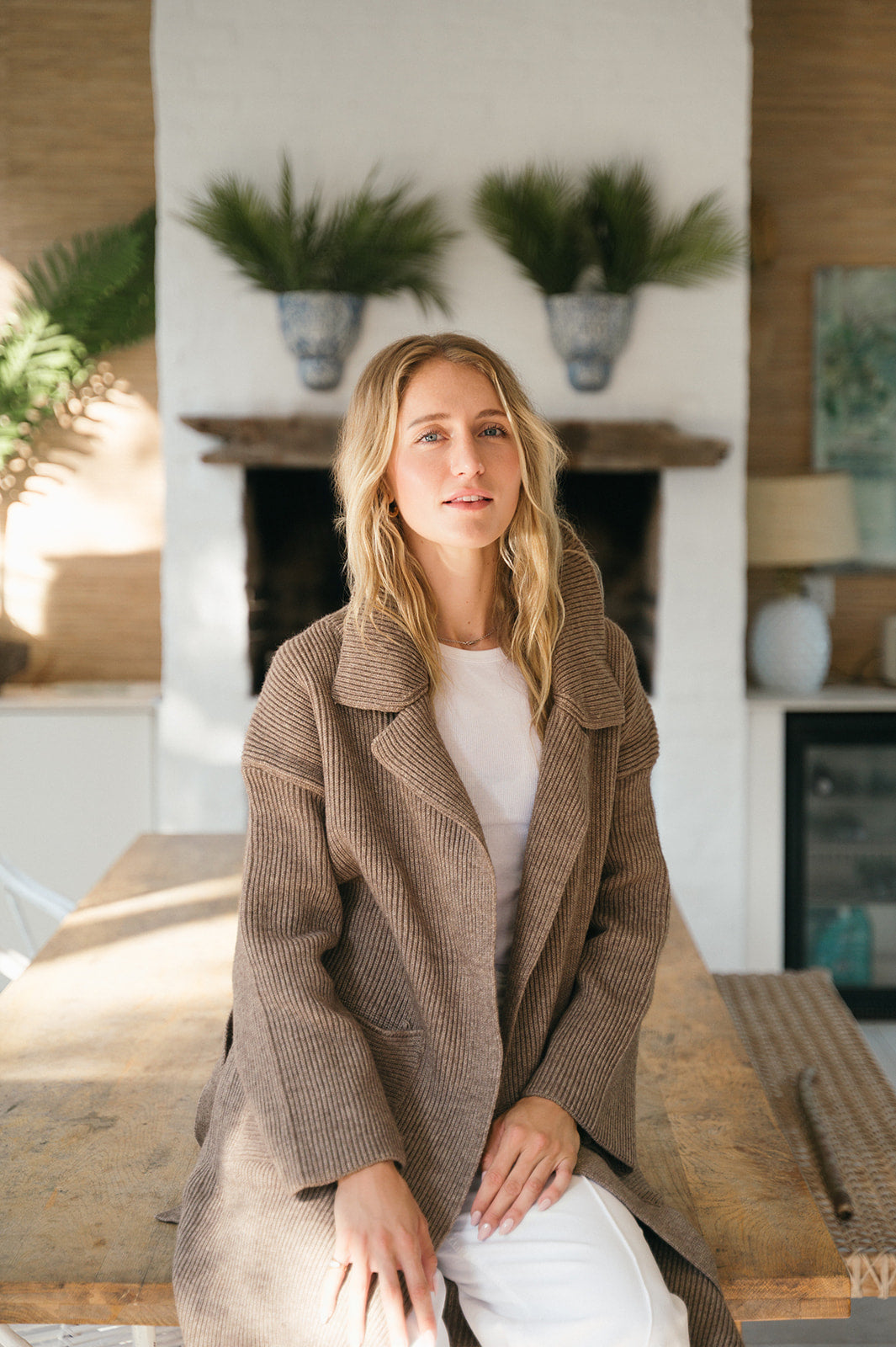 RIBBED KNIT POCKET COAT