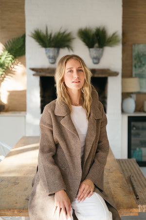 RIBBED KNIT POCKET COAT