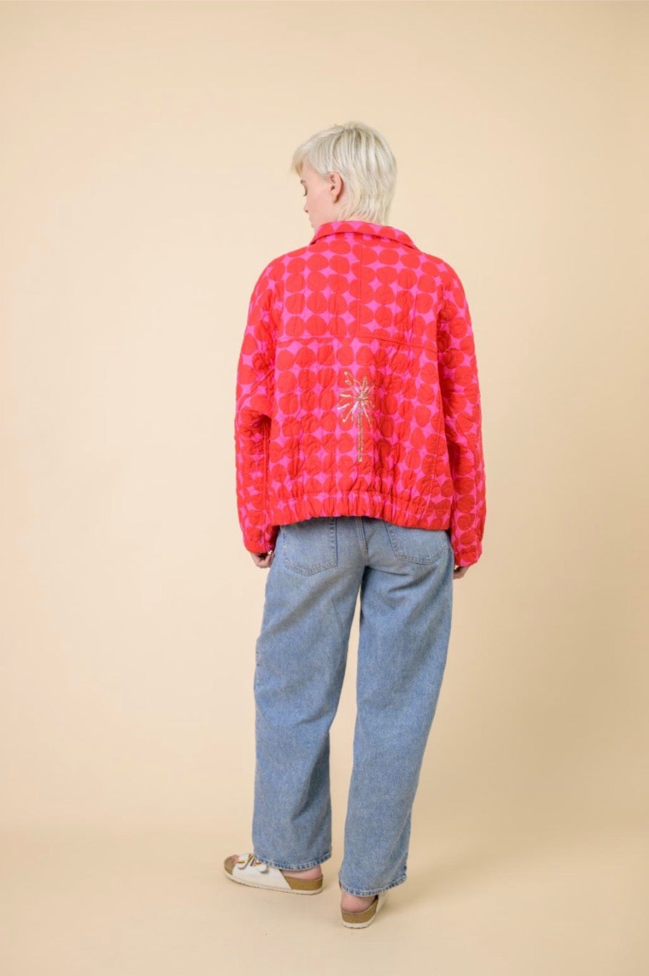 QUILTED JACKET / DOTTY PINK