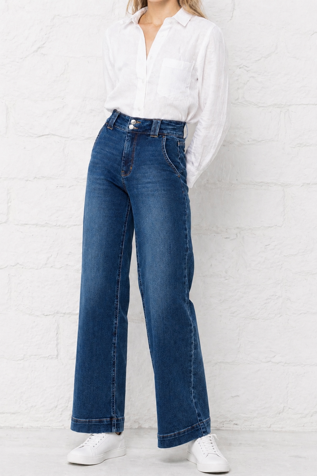 BLUE WIDE LEG DENIM JEANS