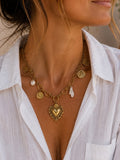 GOLD CHAIN W/ HEARTS PEARL SUN & STAR