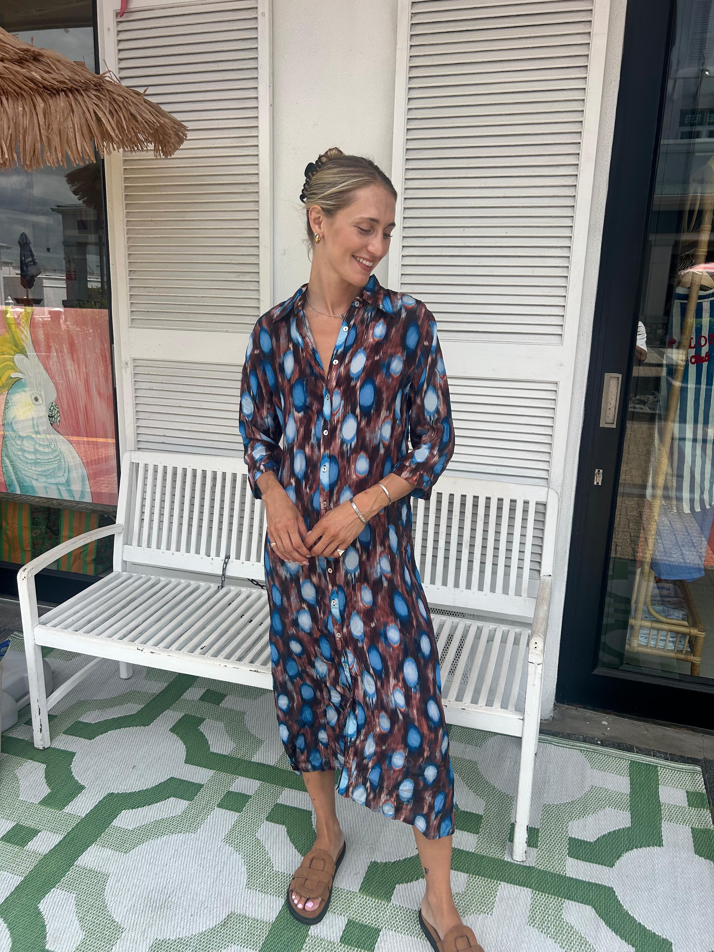 HAVANA LONG SHIRT DRESS / OCEAN SPOT