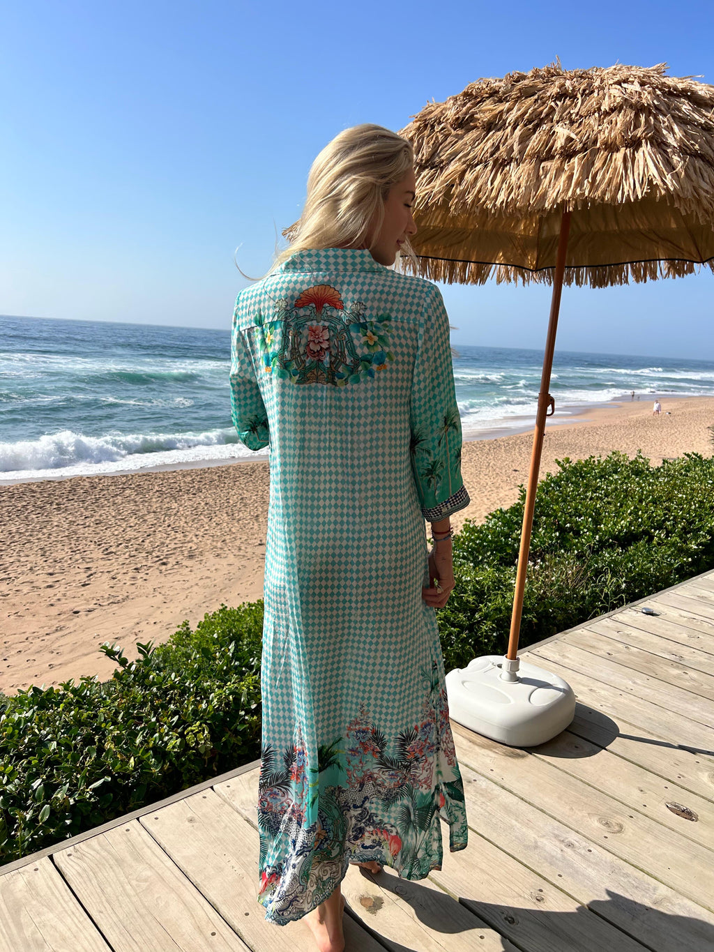 HAVANA LONG SHIRT DRESS / TURQ CHECK