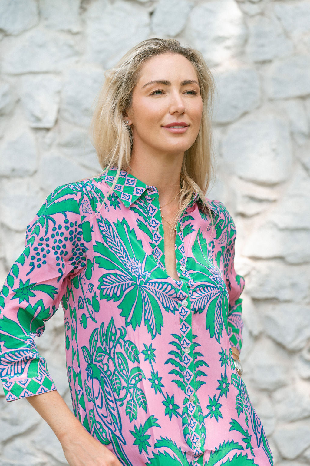 HAVANA CUBAN MAXI DRESS / PINK & GREEN PINA