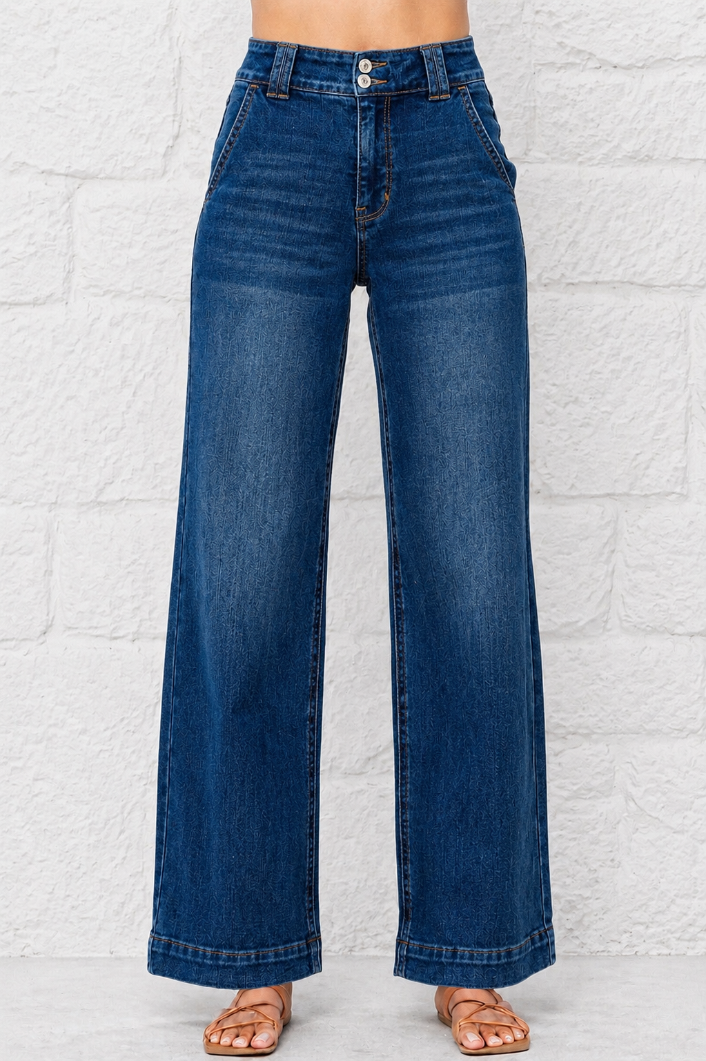 BLUE WIDE LEG DENIM JEANS