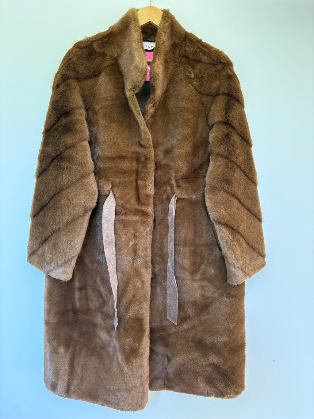 FAYE FAUX FUR TIE COAT