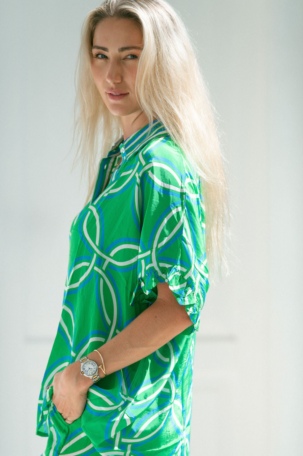HAVANA FRILL TOP / GREEN TRELLACE