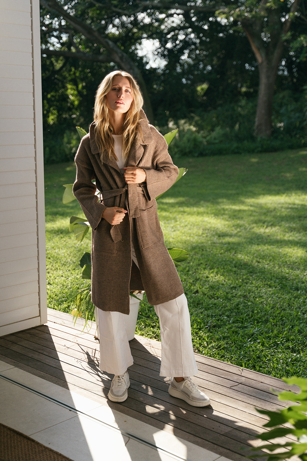 RIBBED KNIT POCKET COAT
