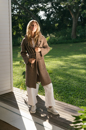 RIBBED KNIT POCKET COAT