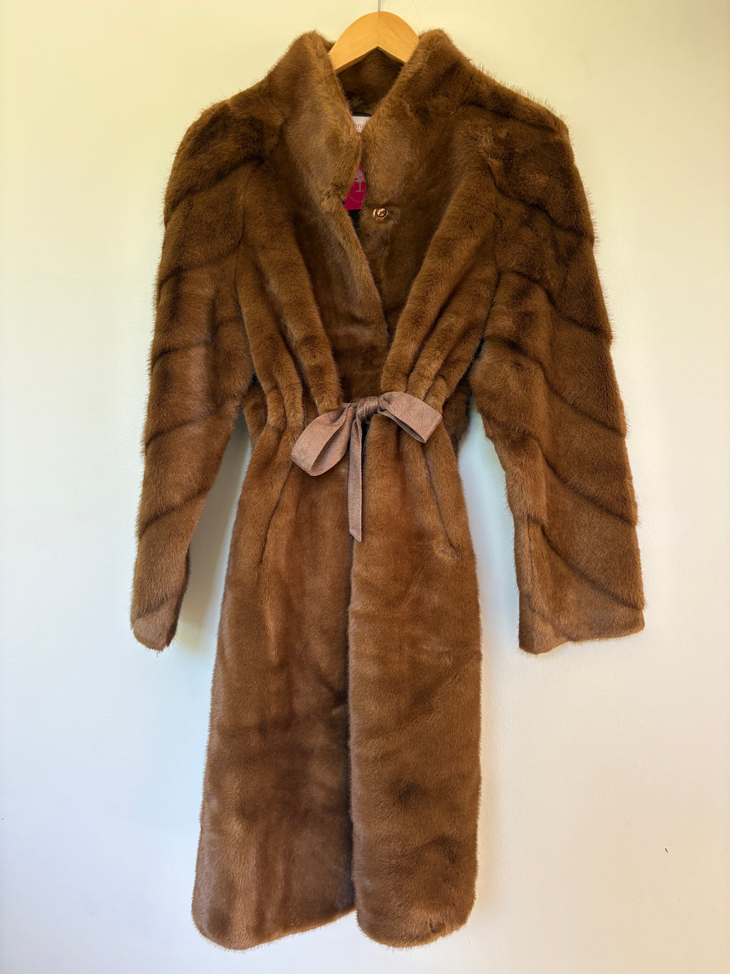 FAYE FAUX FUR TIE COAT