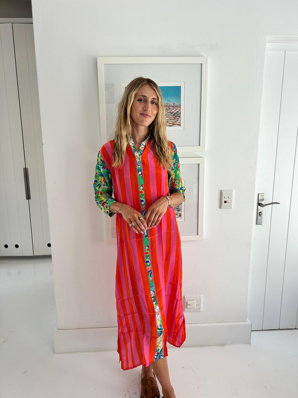 HAVANA LONG SHIRT DRESS / WATERMELON STRIPE