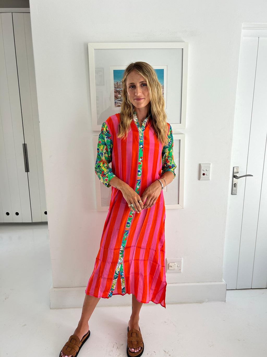 HAVANA LONG SHIRT DRESS / WATERMELON STRIPE