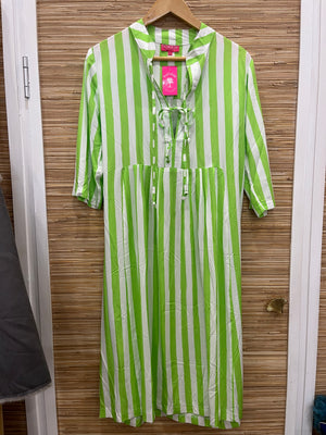 CAMILA DRESS MULTI STRIPE/ LIME GREEN