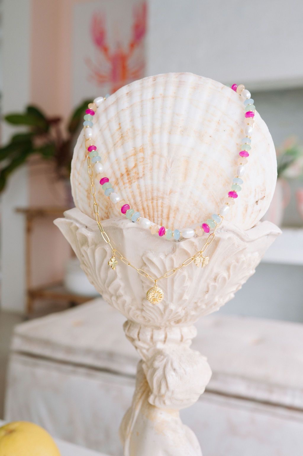 MULTI GEMSTONE NECKLACE WITH CHARMS
