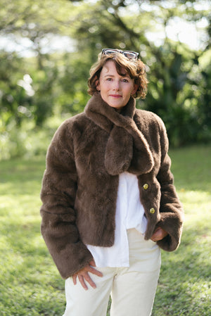 FAUX FUR JKT TURN UP CUFF