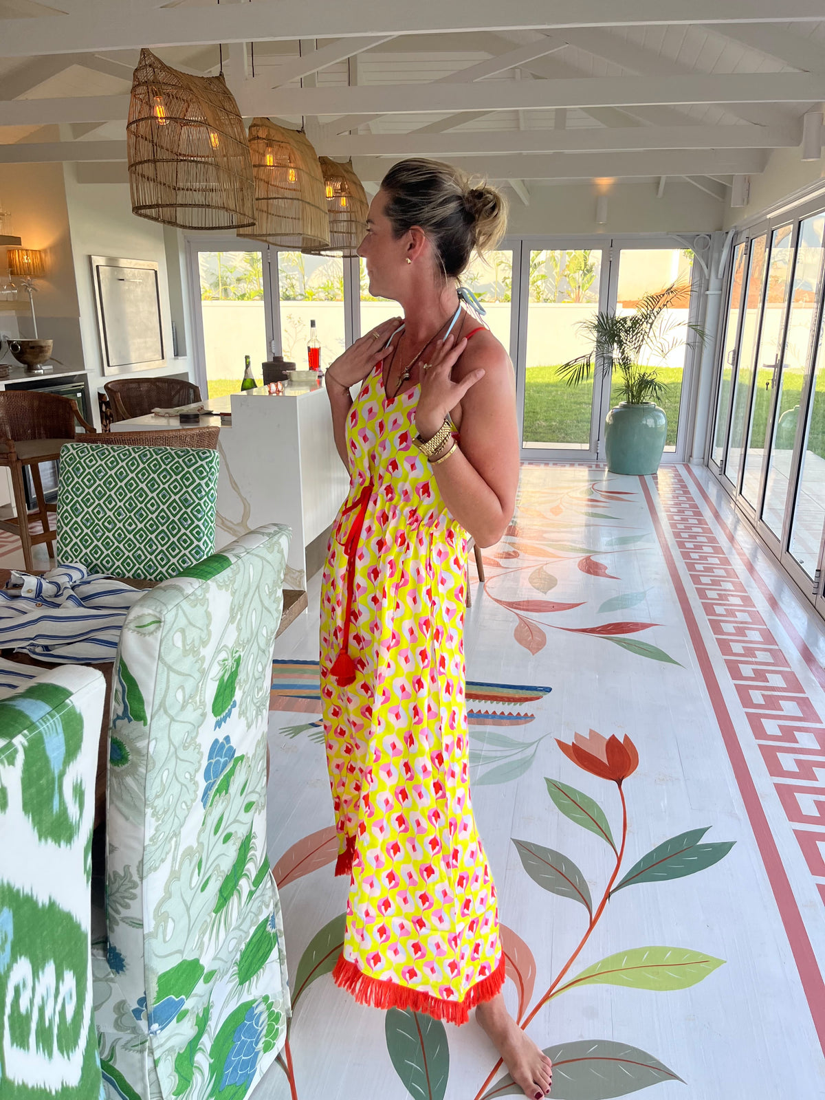 SILK MODAL MAXI DRESS / DROPLET YELLOW