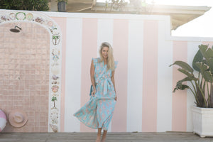 AVA PEACOCK DRESS / BLUE