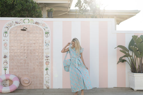 AVA PEACOCK DRESS / BLUE