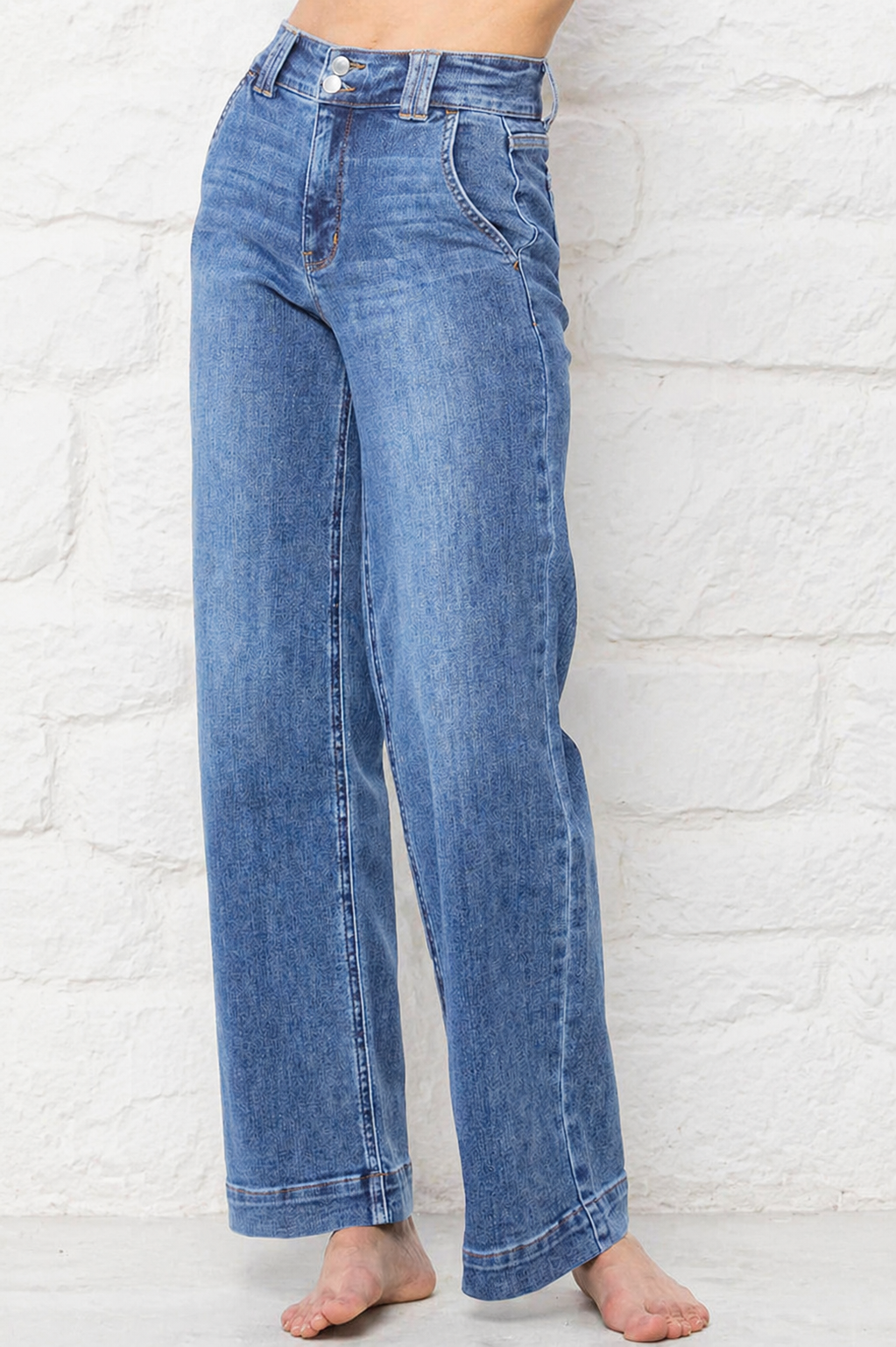BLUE WIDE LEG DENIM JEANS