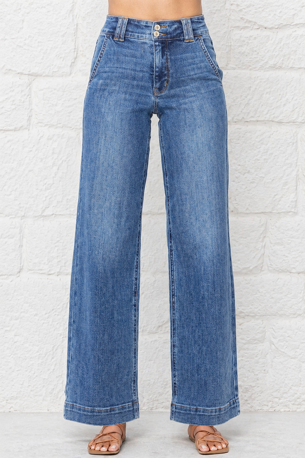 BLUE WIDE LEG DENIM JEANS