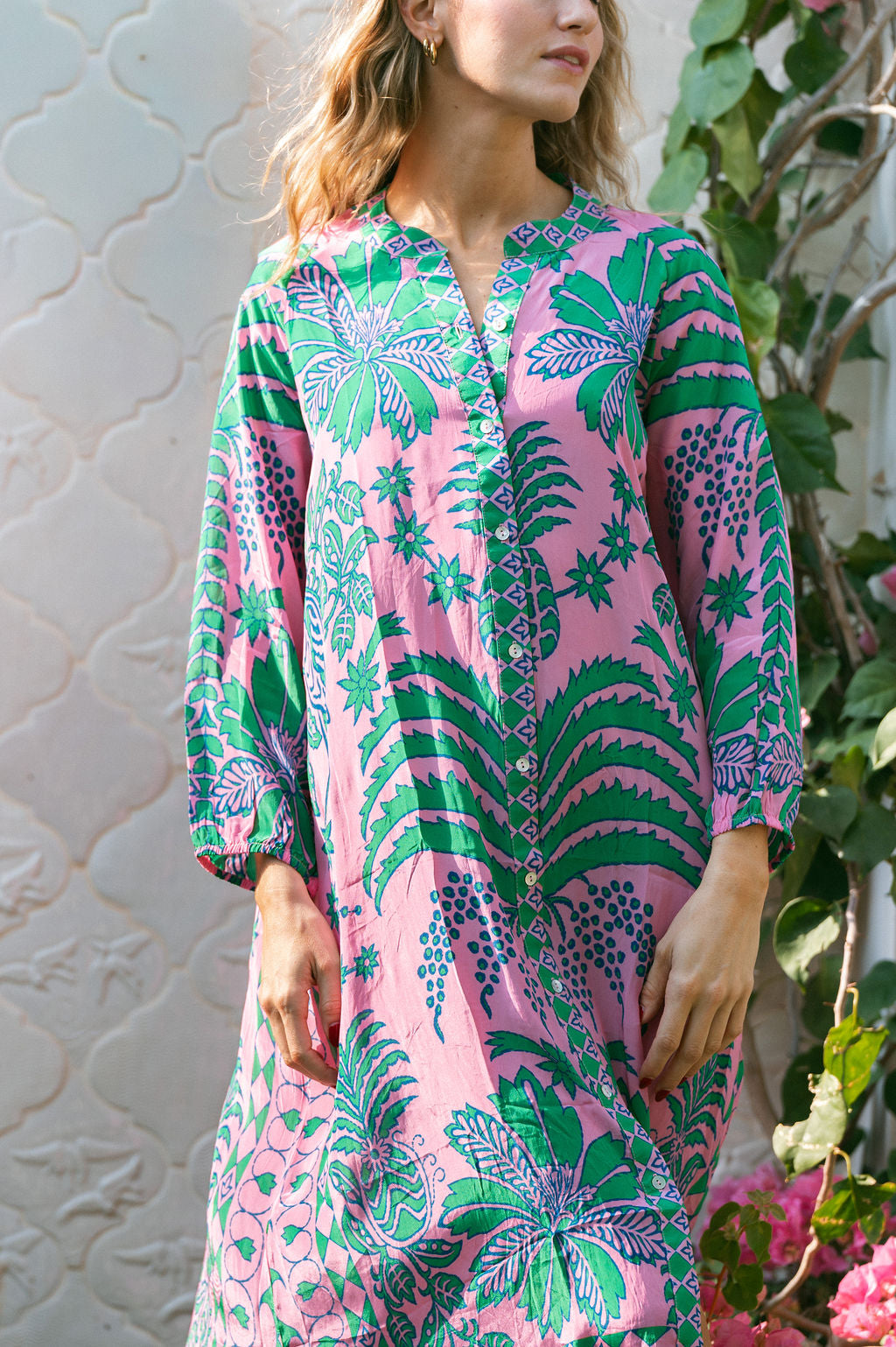 HAVANA DEANNA DRESS / PINK & GREEN PINA