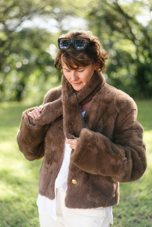 FAUX FUR JKT TURN UP CUFF