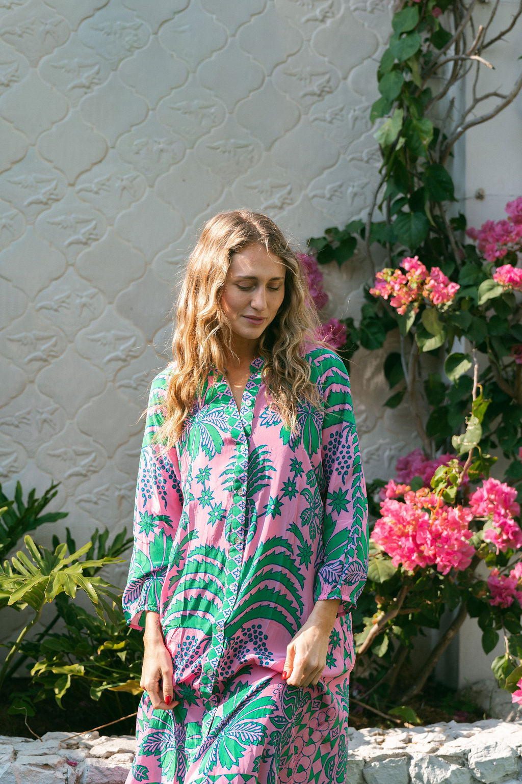 HAVANA DEANNA DRESS / PINK & GREEN PINA