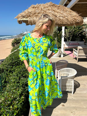 PALM BEACH / ERICA DRESS / LIME FLOWER
