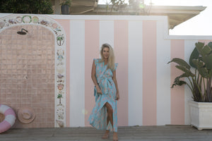 AVA PEACOCK DRESS / BLUE