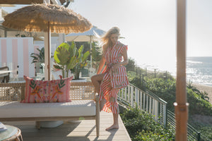 AVA PEACOCK DRESS / RED STRIPE