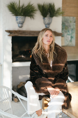 VALE CHEVRON FAUX FUR COAT