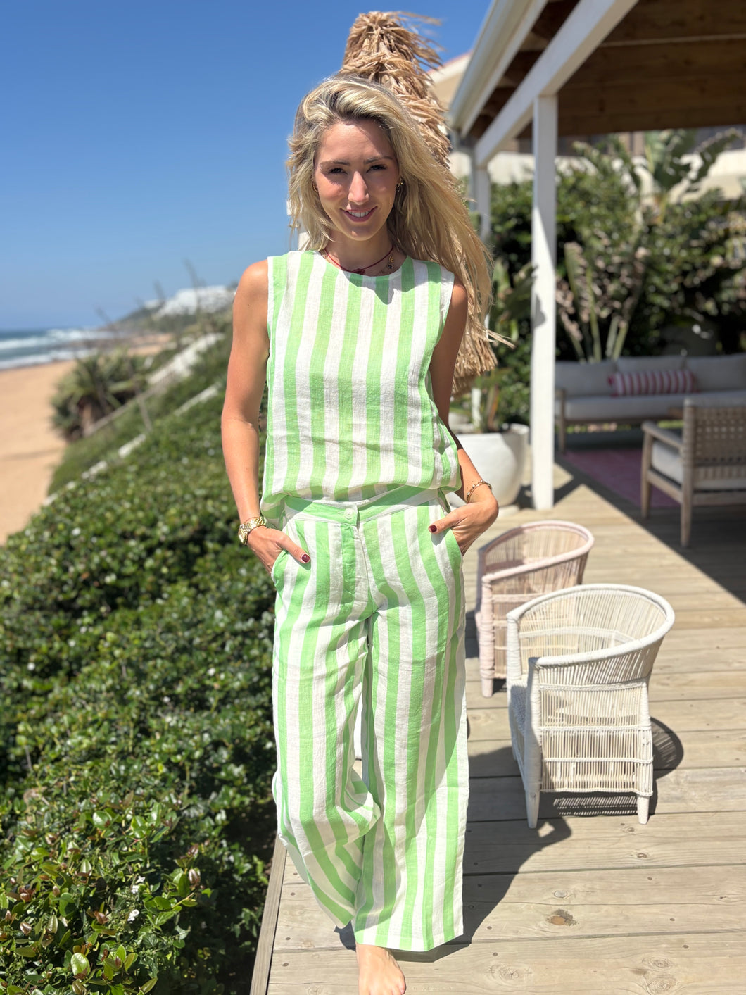 FRENCH LINEN / STRIPE TROUSERS