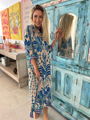 HAVANA LONG SHIRT DRESS / BLUE PALM