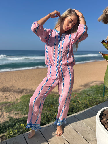 HAVANA MANDARIN SHIRT / MINI PINK STRIPE
