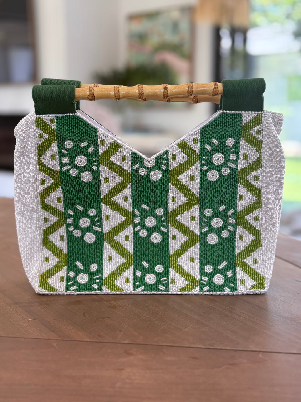 GLITTER26 BEADED D BAG / GREEN AFRICA