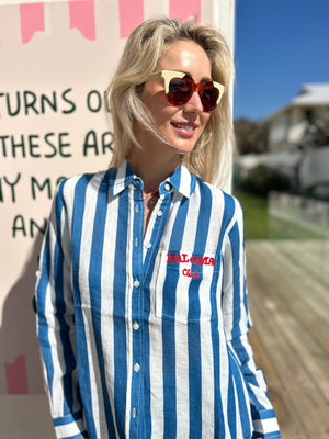 FRENCH LINEN / BLUE STRIPE LINEN SHIRT