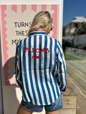 FRENCH LINEN / BLUE STRIPE LINEN SHIRT