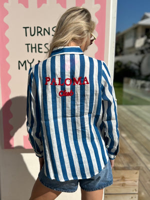 FRENCH LINEN / BLUE STRIPE LINEN SHIRT