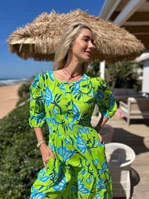 PALM BEACH / ROXY DRESS / FLOWER LIME