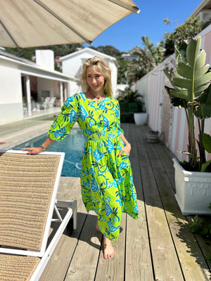 PALM BEACH / ROXY DRESS / FLOWER LIME
