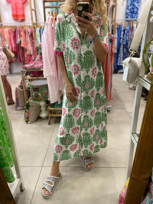 HOLIDAY CUBAN MAXI / GREEN & PINK EMBLEM