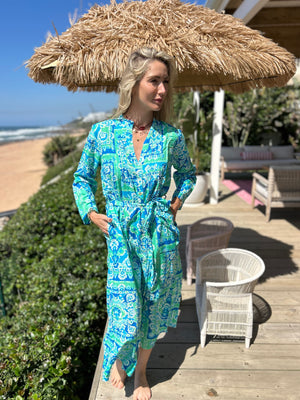 PALM BEACH / LONG PINTUCK DRESS / WATTUE AQUA