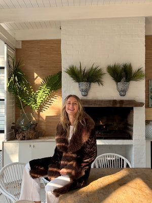 VALE CHEVRON FAUX FUR COAT