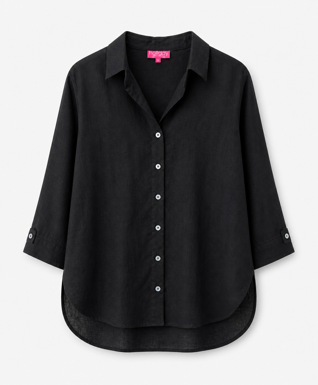 LINEN LOUNGE SHIRT/ BLACK