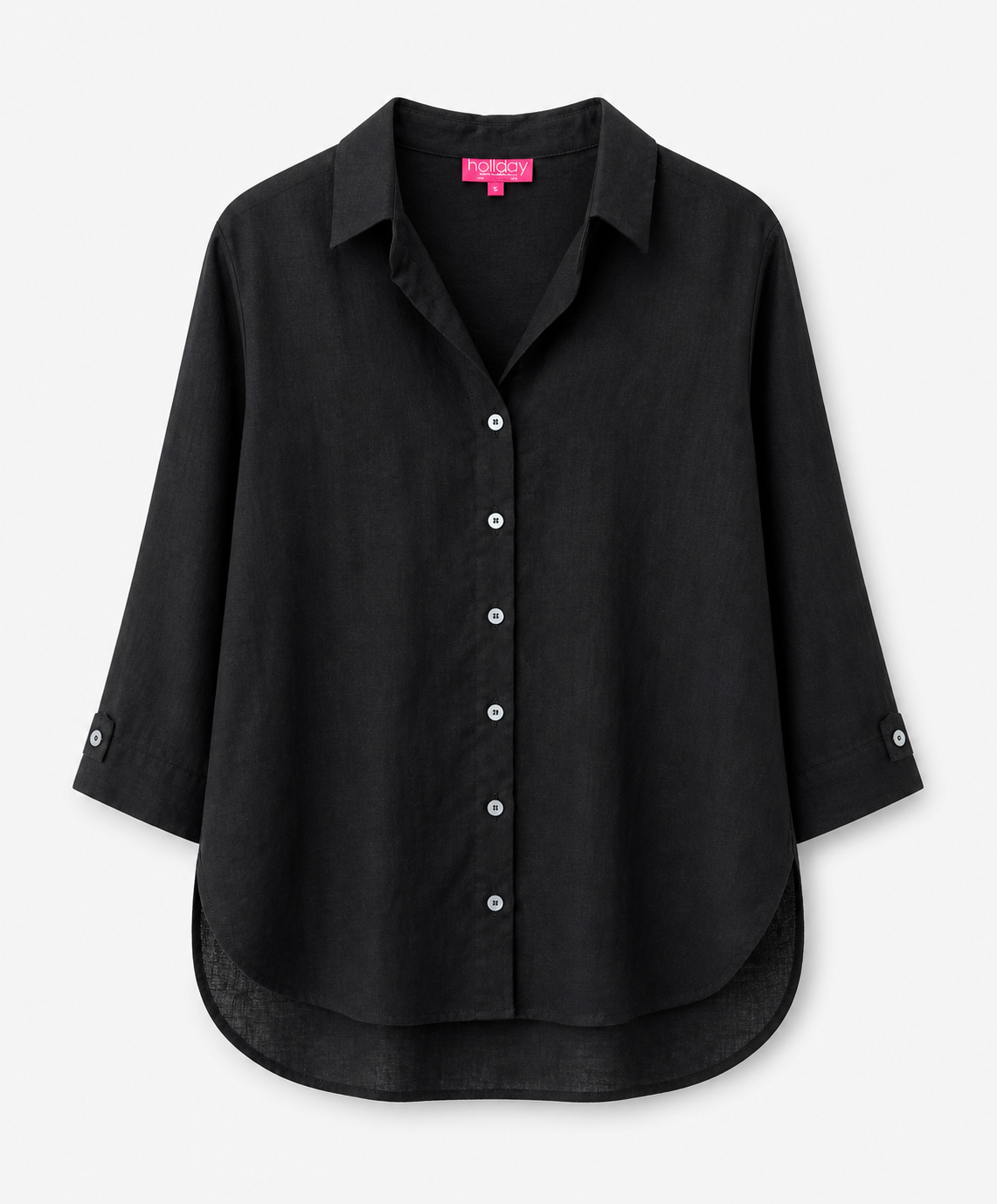 LINEN LOUNGE SHIRT/ BLACK